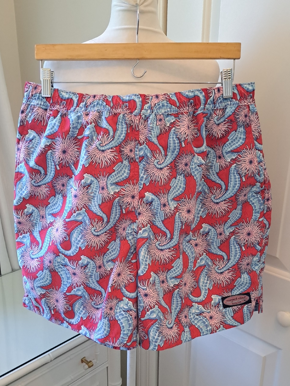 Vineyard Vines Mens Chappie Seahorse/Sea Urchin Print 6" Swim Trunks Mesh LG